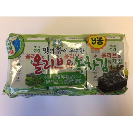 Sunggyung Olive&Green-tea Seasoned Kim (4G*9Pack)*12