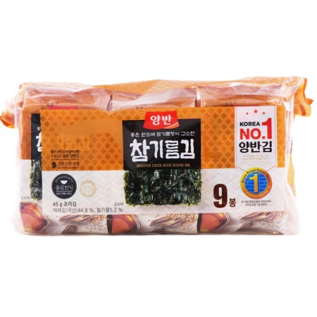 Dongwon Seasoned Laver in Tray(Sesame Oil) 45G(5G*9Pack)*12