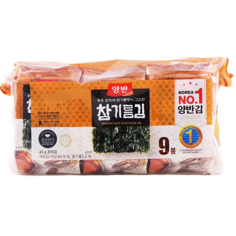 Dongwon Seasoned Laver in Tray(Sesame Oil) 45G(5G*9Pack)*12