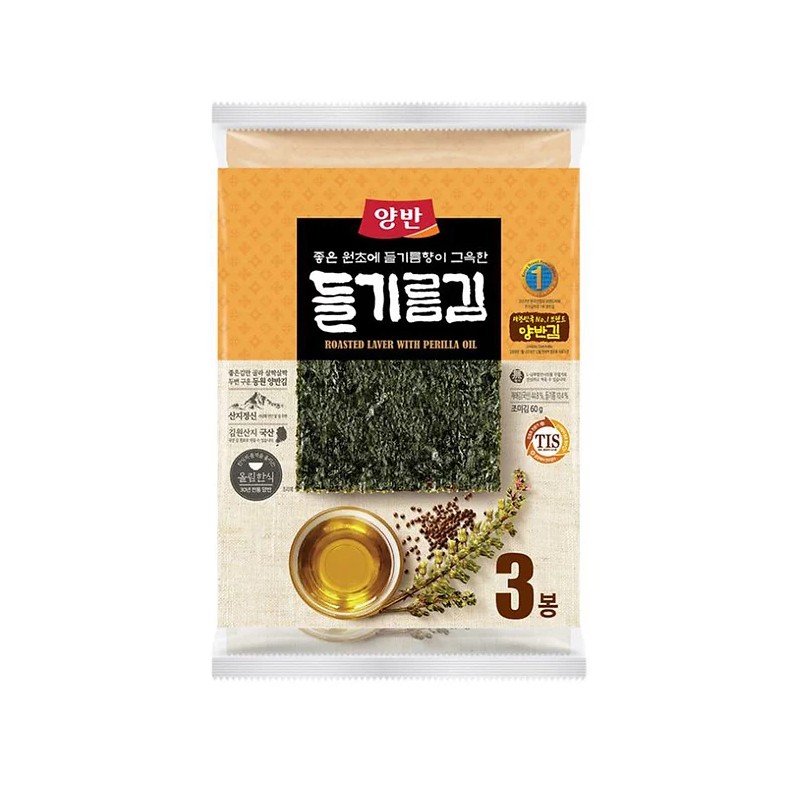 Dongwon Whole Seasoned Laver(Perilla Oil) 60G(3Pk)*10